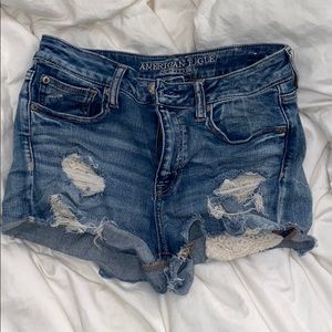 AEO High Waisted Jean Shorts Crochet Pocket